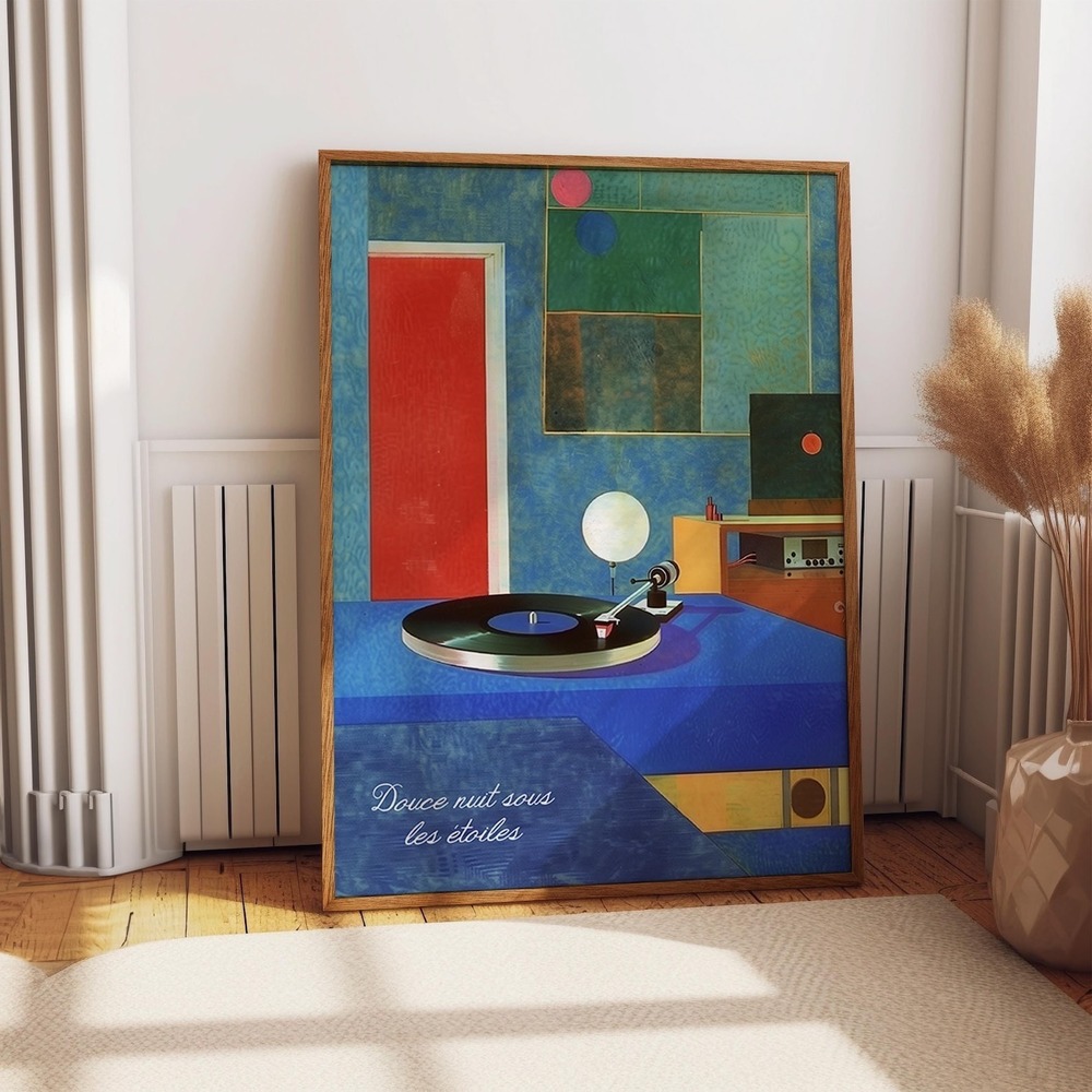 Midcentury Modern Vinyl Player Art Poster